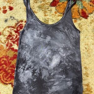 American Eagle Outfitters Charcoal Tie-Dye Tank Top